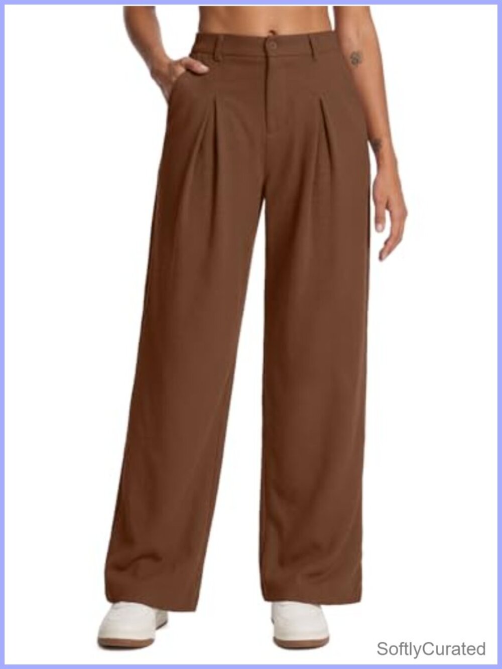 Feiersi Waffle-Knit Wide Leg High Rise Trouser Pants
